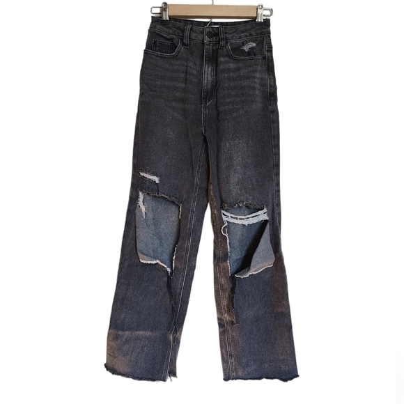PacSun 90's Boyfriend Ripped/ Distressed Charcoal Black Jeans size 24 - Picture 1 of 4